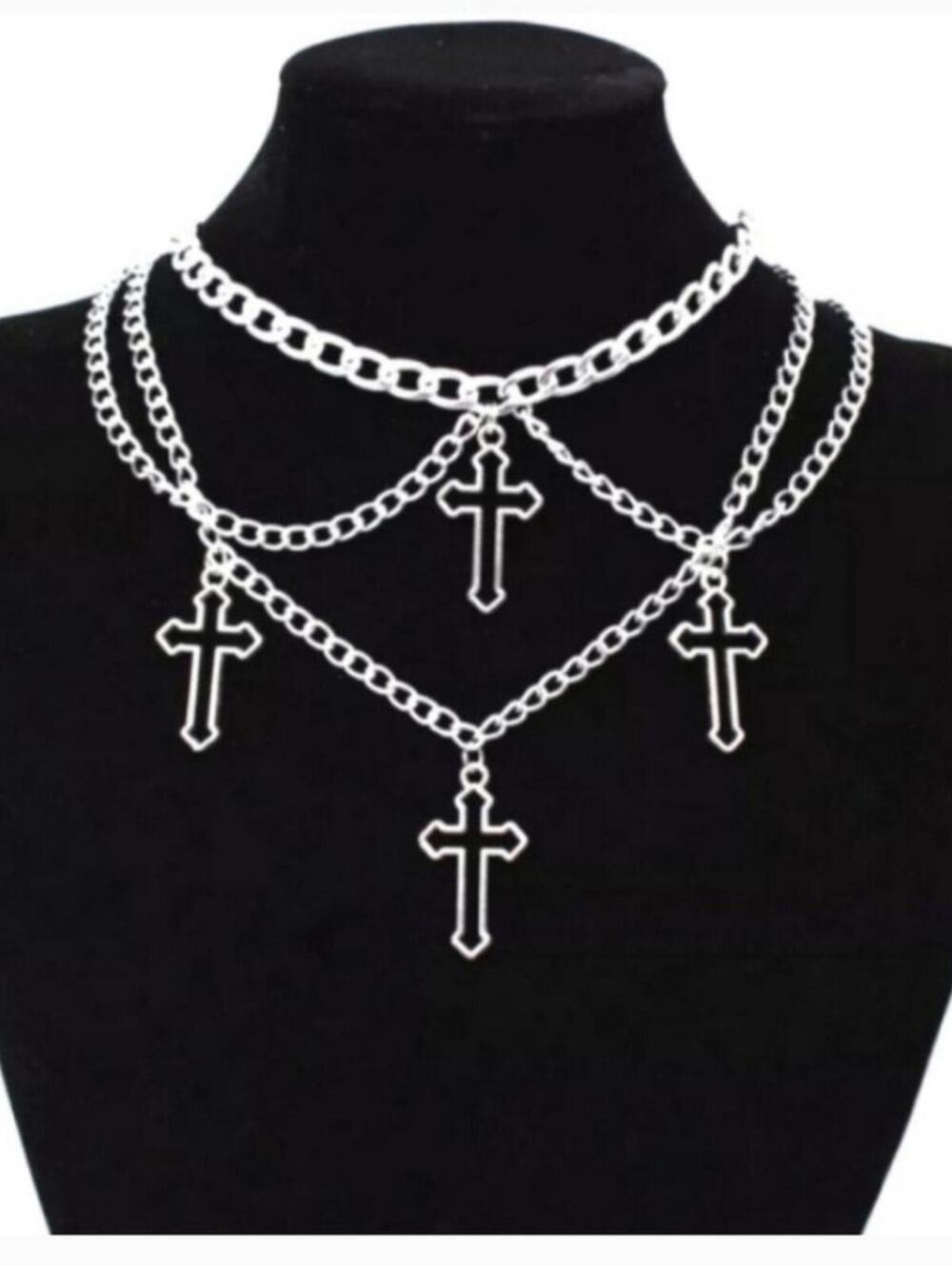 Cross Chain Choker Necklace
